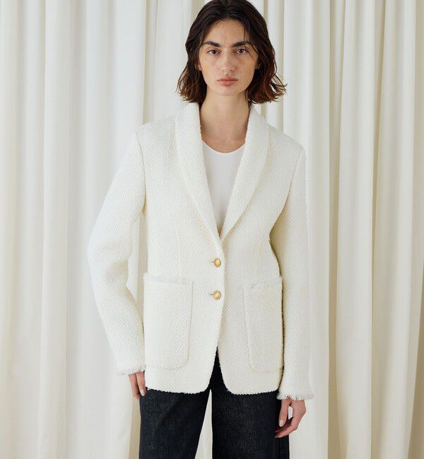 DES PRES「ツイストヤーンツイード ショールカラージャケット」|テーラードジャケット|