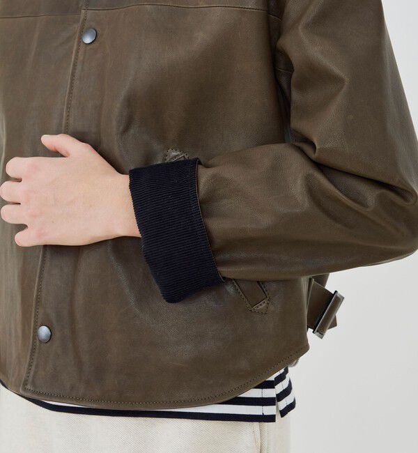 GALERIE VIE「ソフトグレインシープレザー ステンカラーブルゾン」|ブルゾン・スタジャン|