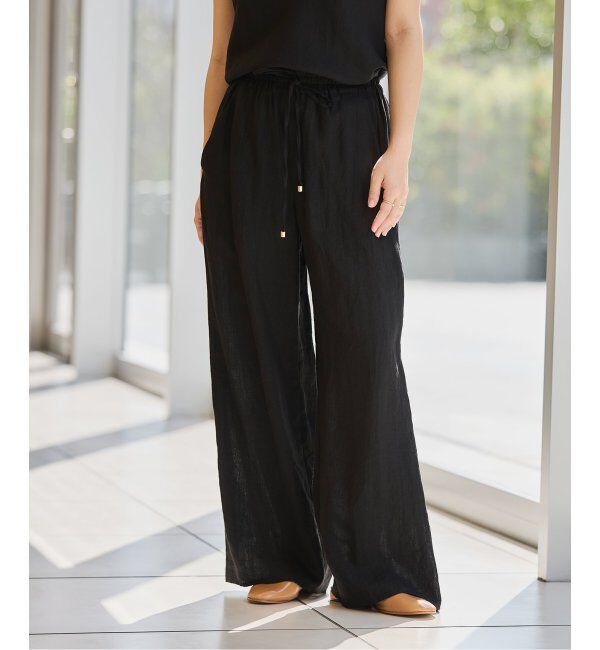 IENA LA BOUCLE「IENA LA BOUCLE リネンブロードイージーパンツ」|その他|ブラック