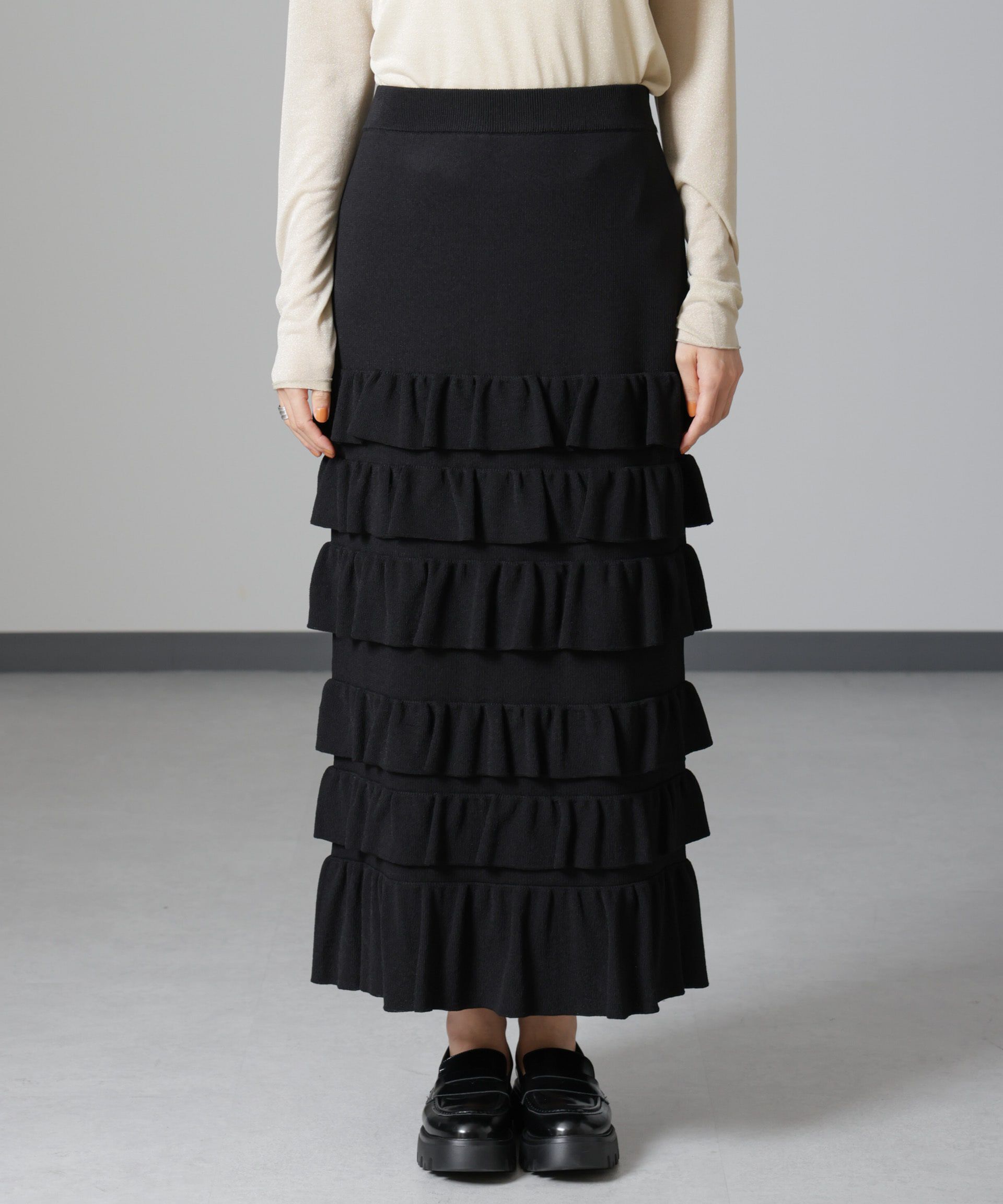 nano･universe「フリルニットスカート」|スカート|