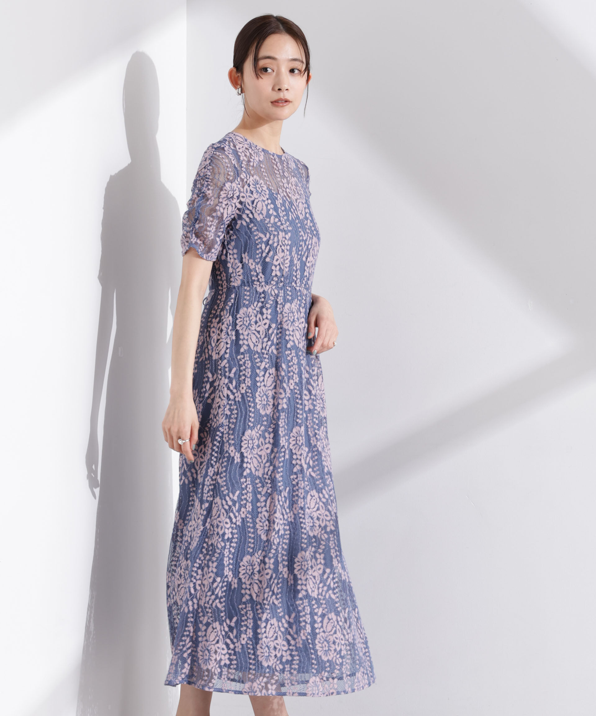 nano･universe「kaene/配色レースエプロンワンピース」|ワンピース|