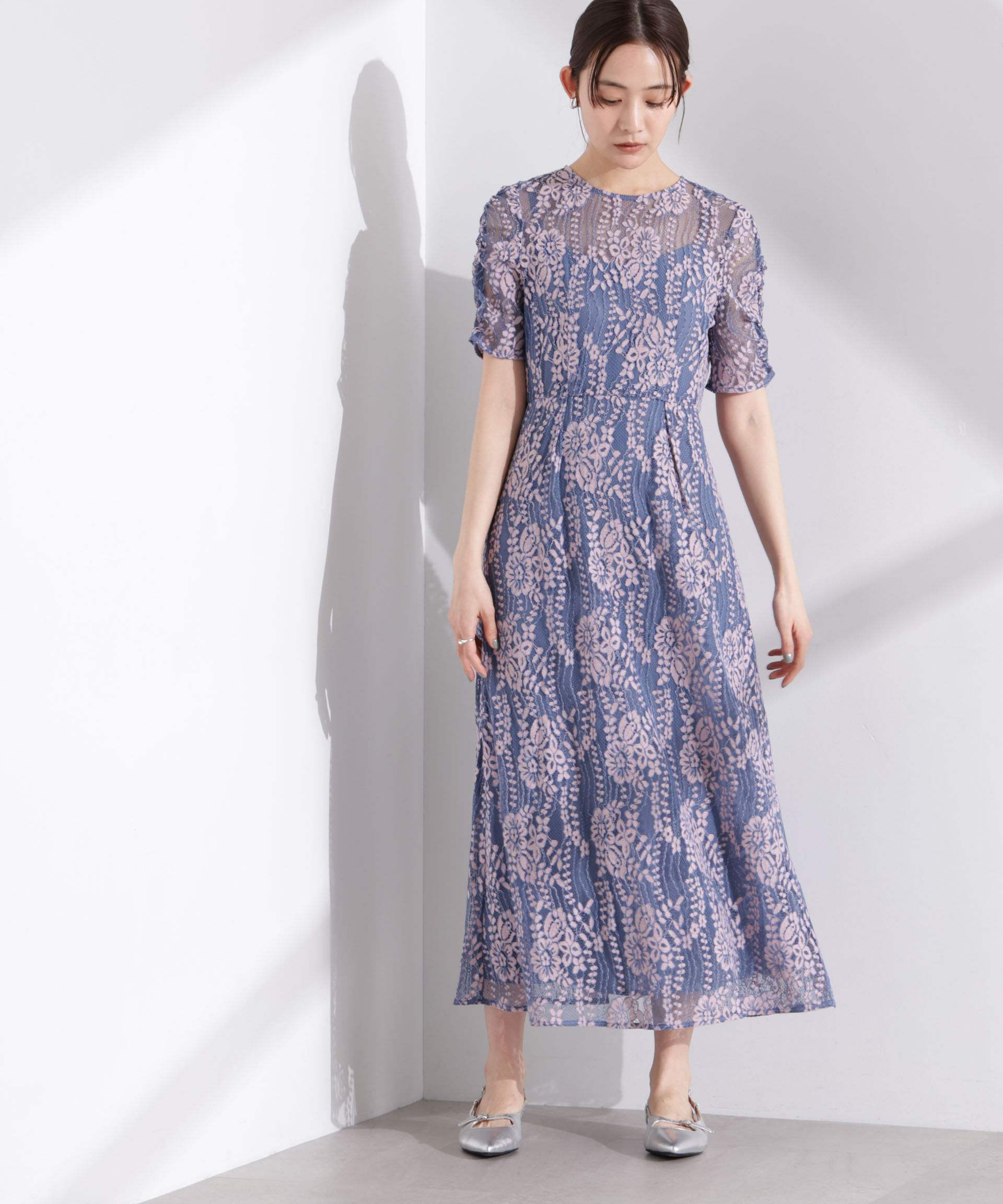 nano･universe「kaene/配色レースエプロンワンピース」|ワンピース|