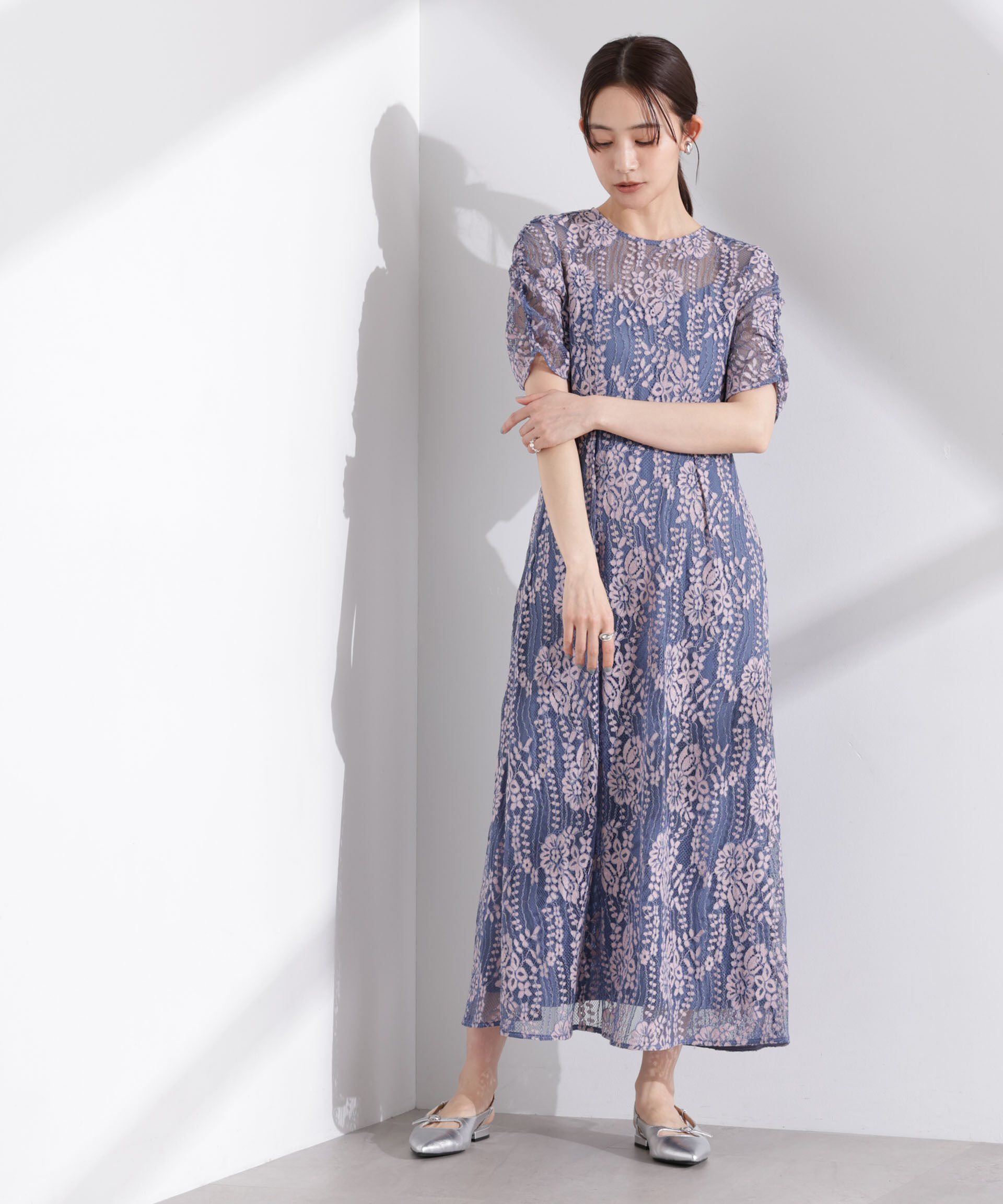 nano･universe「kaene/配色レースエプロンワンピース」|ワンピース|