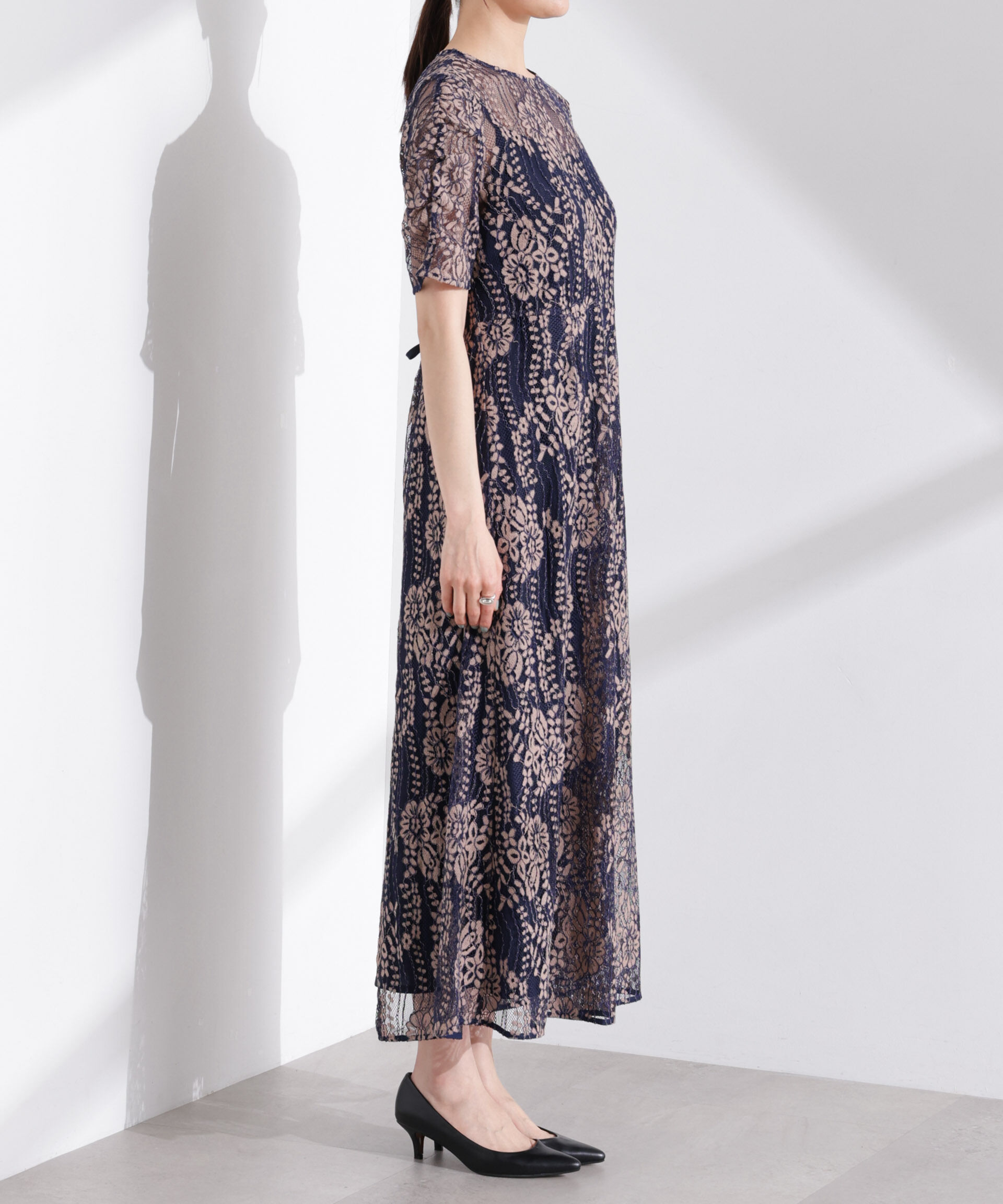 nano･universe「kaene/配色レースエプロンワンピース」|ワンピース|