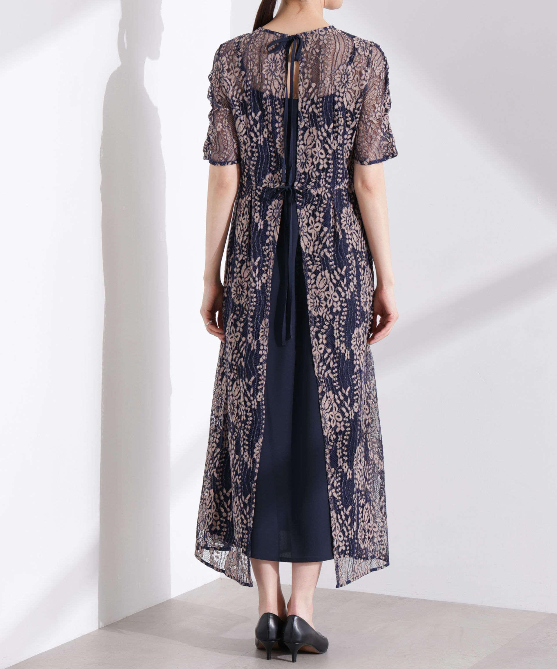 nano･universe「kaene/配色レースエプロンワンピース」|ワンピース|