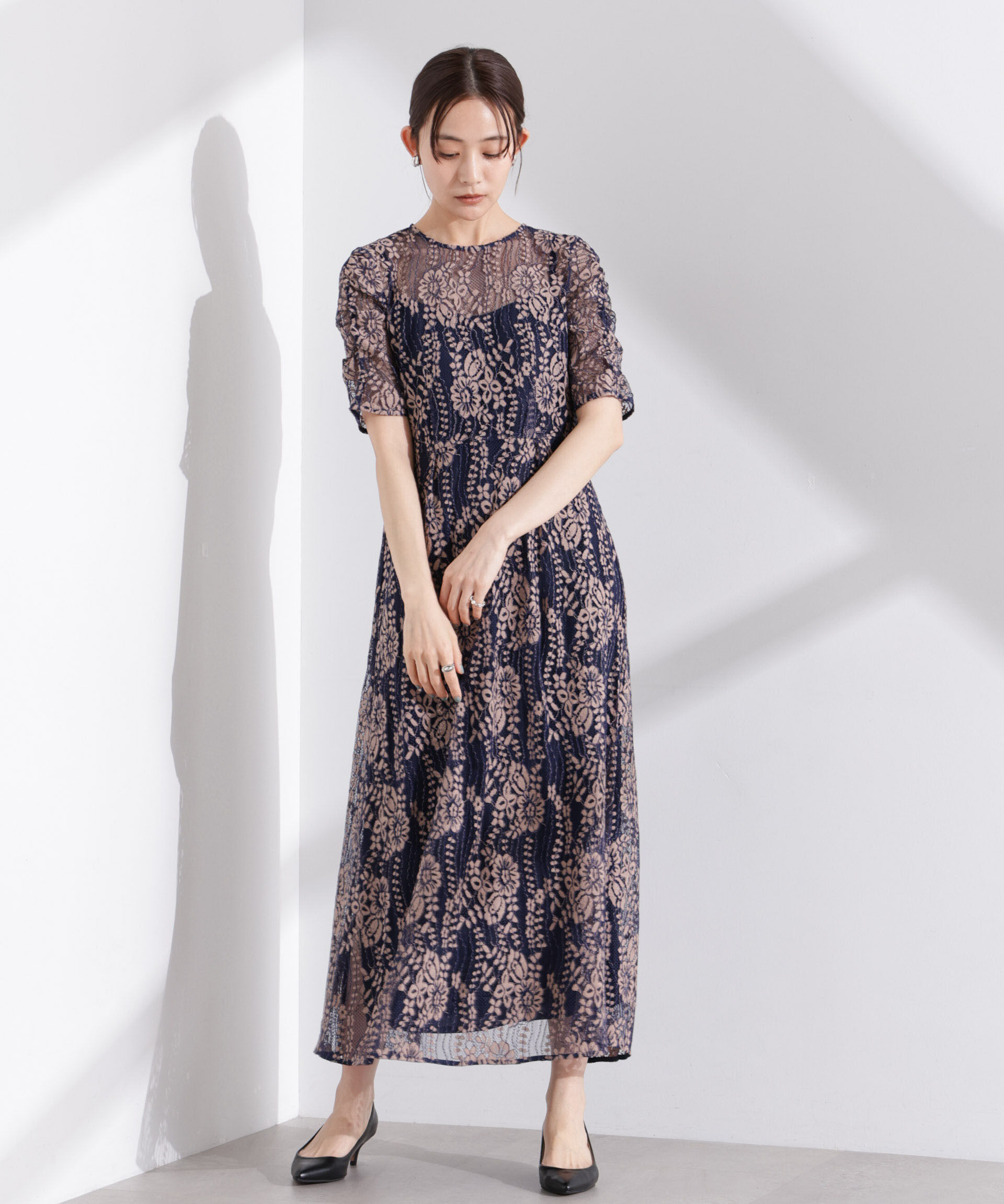 nano･universe「kaene/配色レースエプロンワンピース」|ワンピース|