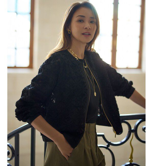 自由区「【SHIHOさん着用・展示会人気No.1・こだわり素材】テープエンブロイダリー ブルゾン」|ブルゾン・スタジャン|