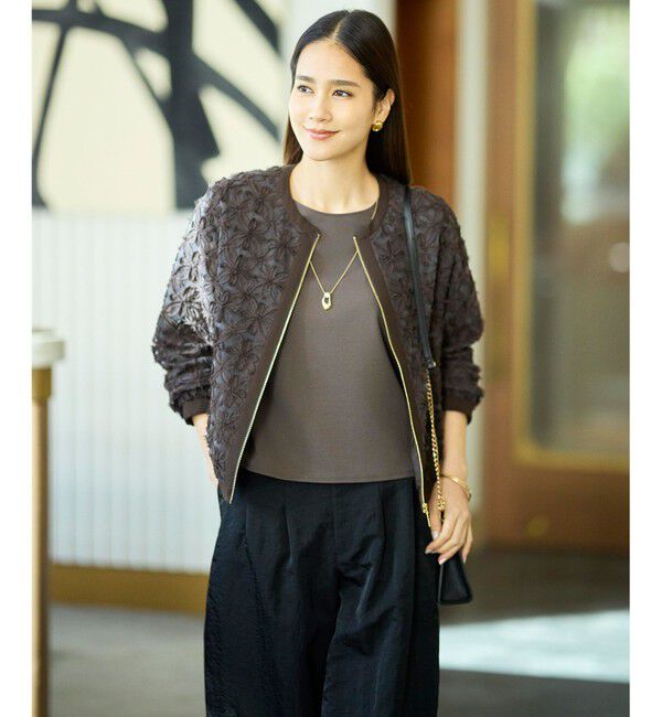 自由区「【SHIHOさん着用・展示会人気No.1・こだわり素材】テープエンブロイダリー ブルゾン」|ブルゾン・スタジャン|