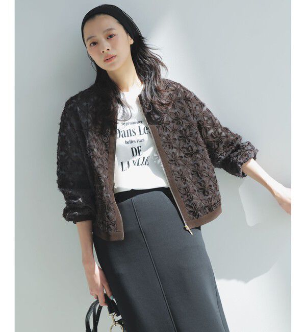 自由区「【SHIHOさん着用・展示会人気No.1・こだわり素材】テープエンブロイダリー ブルゾン」|ブルゾン・スタジャン|