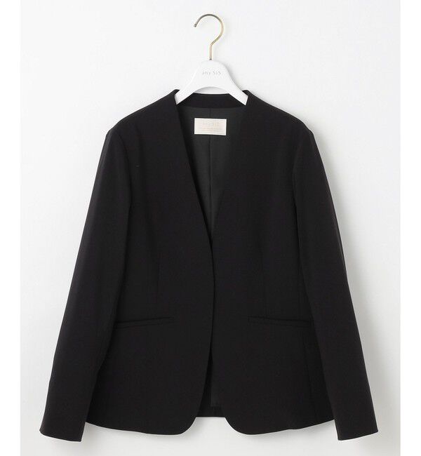ANY SIS「【洗える】セレモニーダブルクロス カラーレス ジャケット」|ノーカラージャケット|ブラック