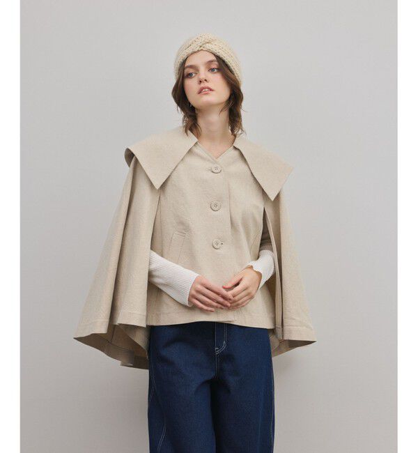 GRACE CONTINENTAL「リネンオックスケープジャケット」|その他|ベージュ