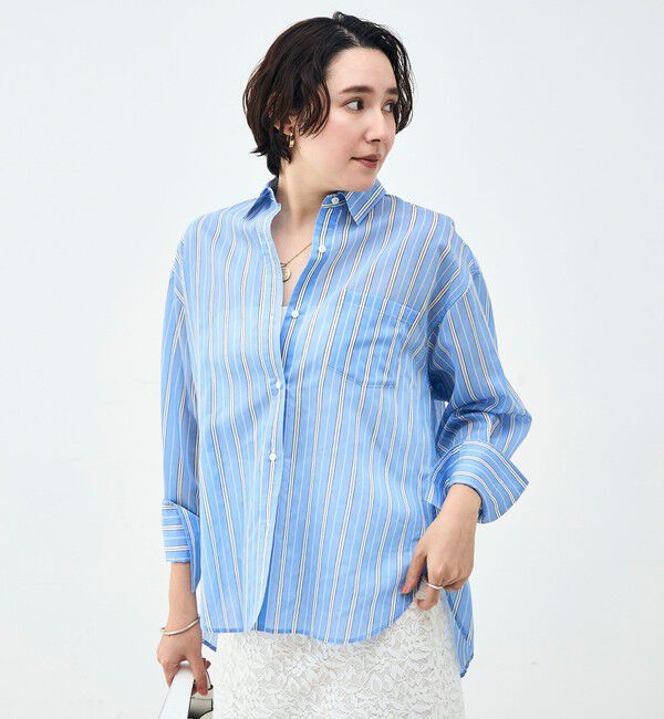 NOLLEY'S sophi「ウォッシャブルMARSALAシアーストライプ3WAYシャツ」|シャツ・ブラウス|