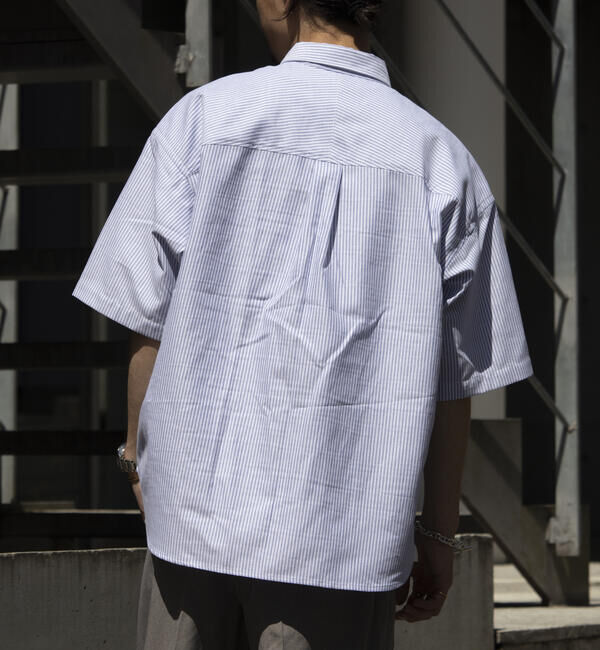 GLOSTER「【GLOSTER/グロスター】オーバーサイズ オックスボタンダウン ストライプシャツ 半袖」|シャツ・ブラウス|