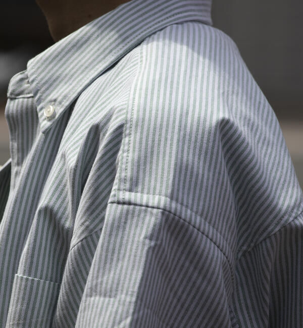 GLOSTER「【GLOSTER/グロスター】オーバーサイズ オックスボタンダウン ストライプシャツ 半袖」|シャツ・ブラウス|