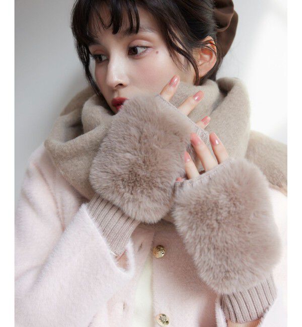 VIS「フィンガーレスファーアームウォーマー」|手袋|ベージュ(27)