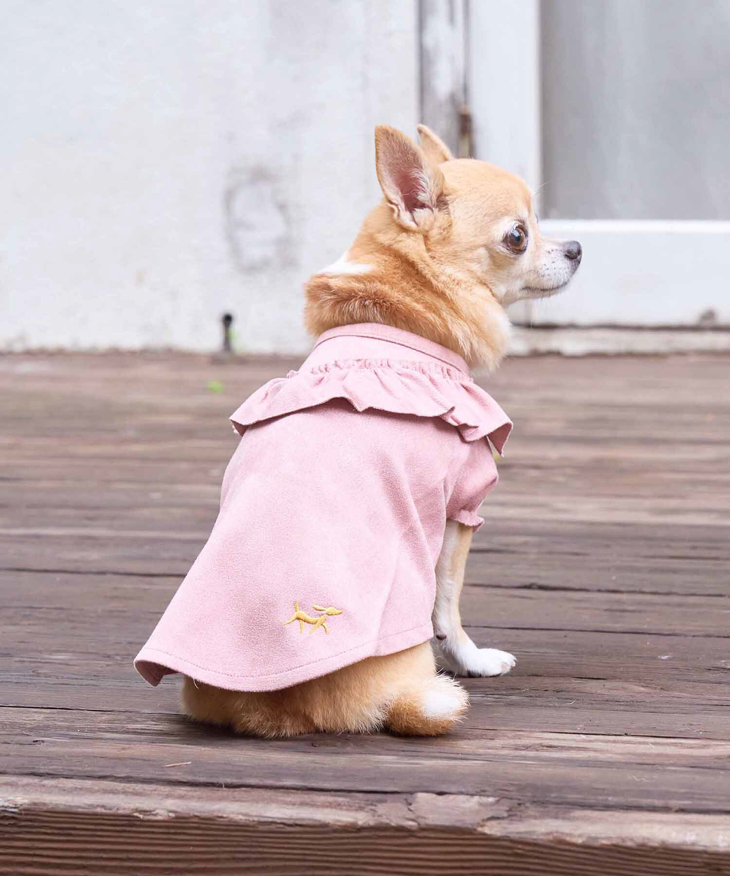 ROPE PICNIC PASSAGE「【DOG】フェイクスエードフリルワンピース」|その他|ピンク(63)