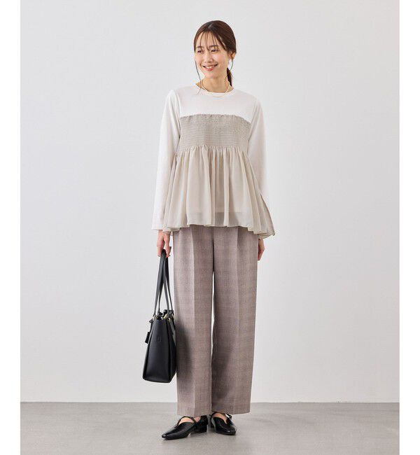 Rope&rsquo;Picnic「シャーリングビスチェ風ドッキングロングスリーブカットソー/リンクコーデ」|Tシャツ・カットソー|