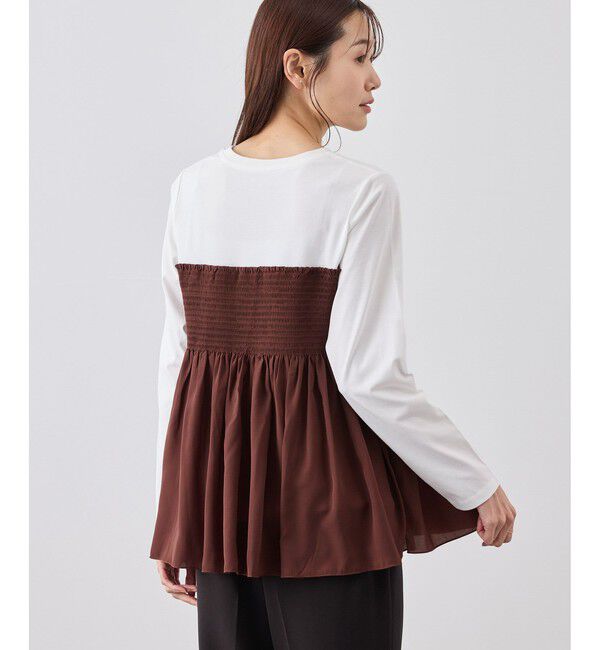 Rope&rsquo;Picnic「シャーリングビスチェ風ドッキングロングスリーブカットソー/リンクコーデ」|Tシャツ・カットソー|