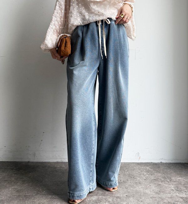  「【デニムなのにスウェット!?】デニムスウェットパンツ」|チノ|