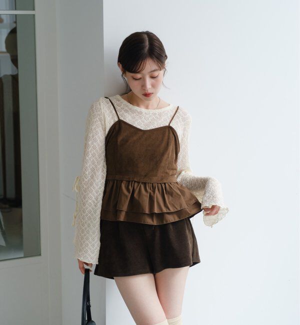  「スウェードペプラムビスチェ」|キャミソール|
