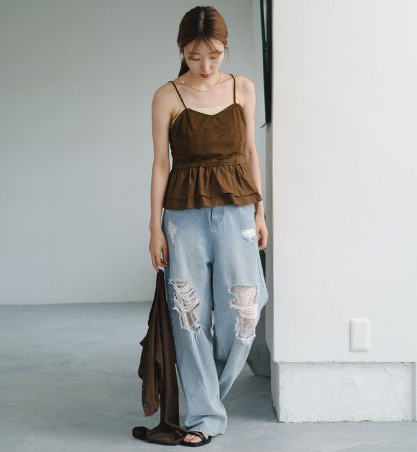  「スウェードペプラムビスチェ」|キャミソール|