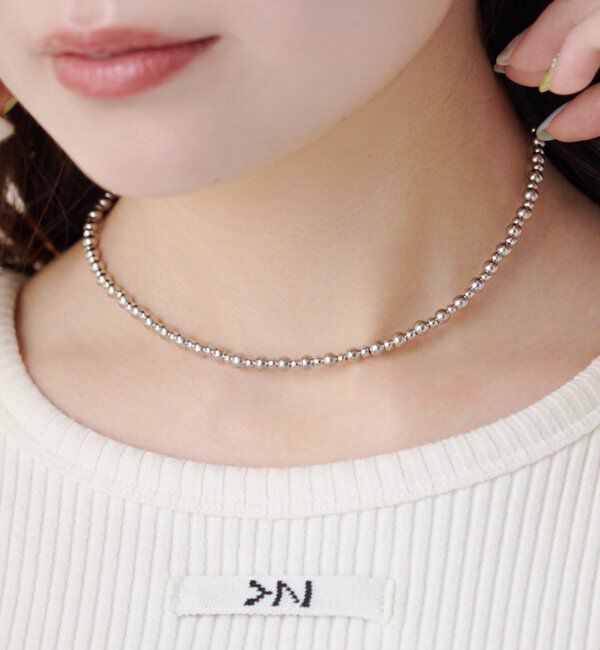  「【fiw.】メタルビーズネックレス」|ネックレス|シルバー