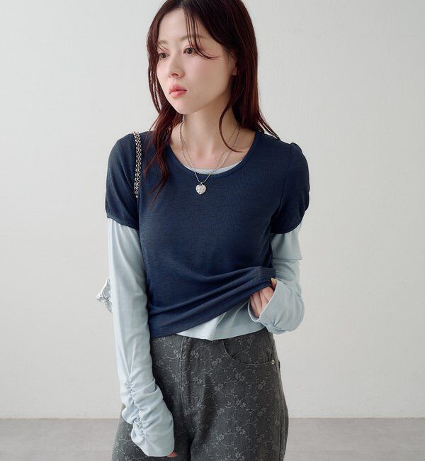  「レイヤードカットソーSET」|Tシャツ・カットソー|ネイビー