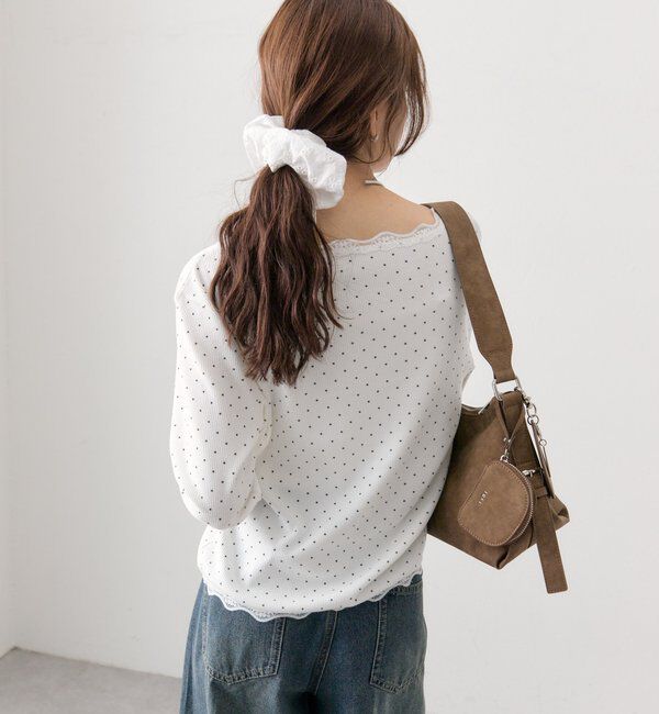  「ギャザーレースリブカーディガン」|Tシャツ・カットソー|