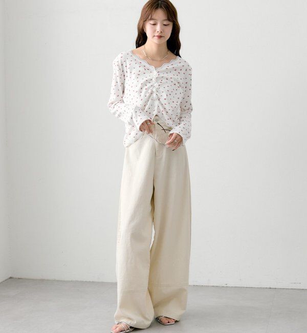  「ギャザーレースリブカーディガン」|Tシャツ・カットソー|