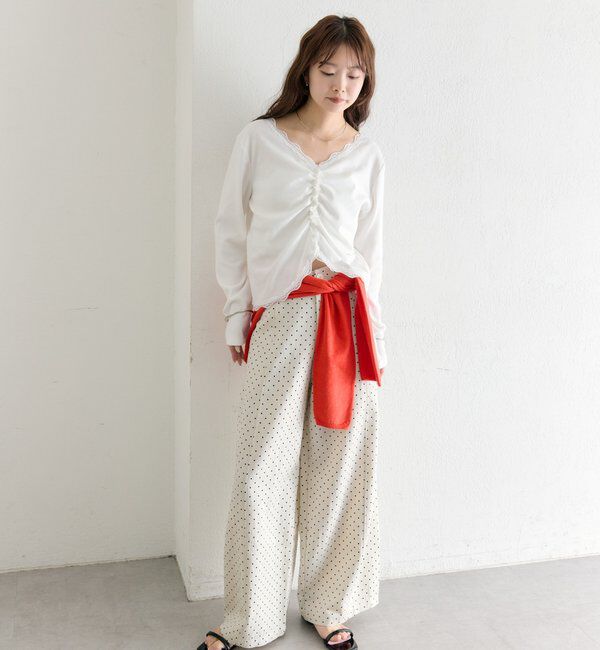  「ギャザーレースリブカーディガン」|Tシャツ・カットソー|