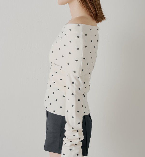  「【SALON by Chico】ドットプリントオフショルニット」|ニット・セーター|