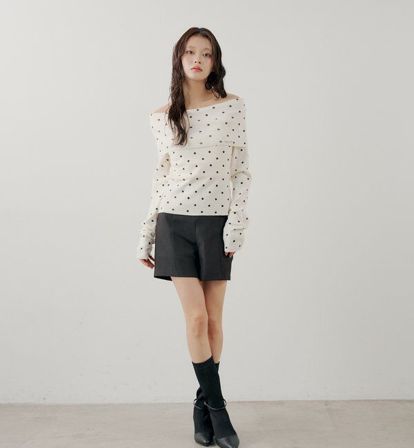  「【SALON by Chico】ドットプリントオフショルニット」|ニット・セーター|