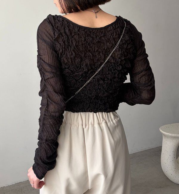  「【前後2WAY】シアーバブルブラウス」|シャツ・ブラウス|