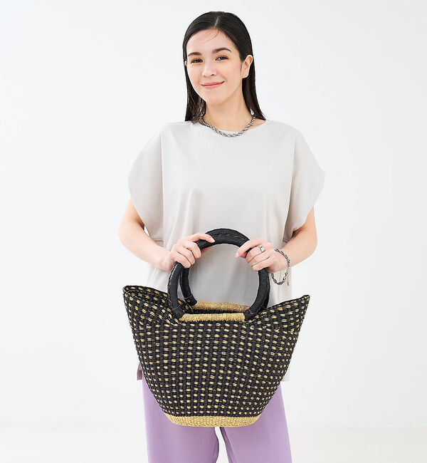 collex「ニャリガバスケット ニケチェック L」|かごバッグ|