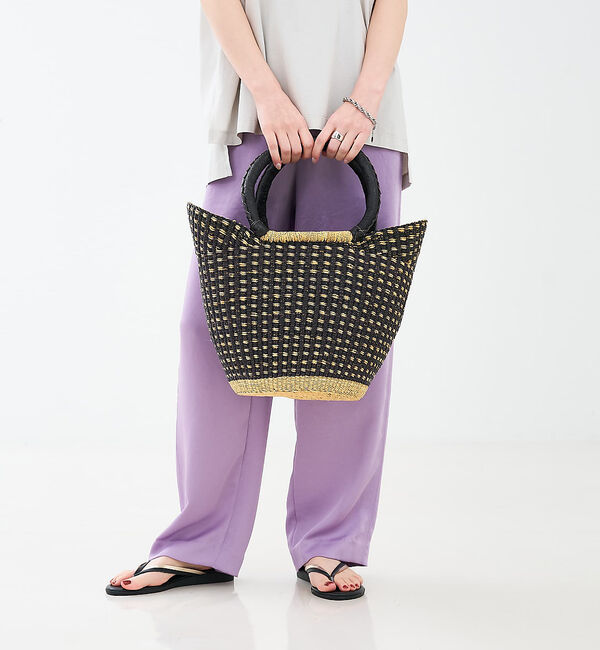 collex「ニャリガバスケット ニケチェック L」|かごバッグ|