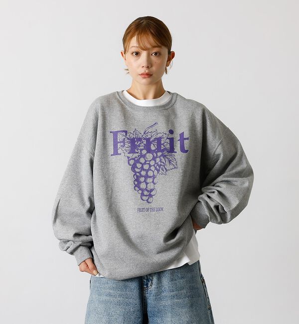 ABAHOUSE「【FRUIT OF THE LOOM】PRINT SWEAT3/ユニセックス【W」|パーカー|ブラック