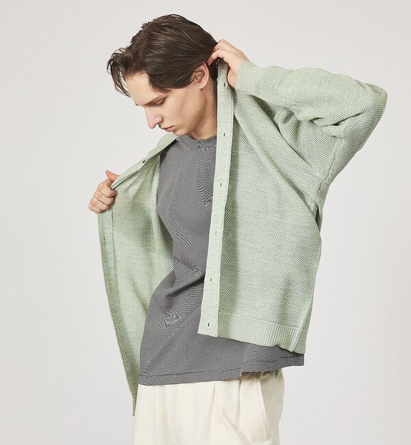 ABAHOUSE「ハニカムメッシュ ニットポロカーディガン / ニットシャツ」|カーディガン|