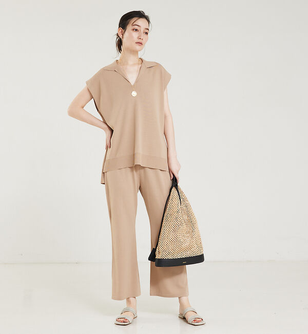 qualite「レーヨンストレッチサイドスリットニットパンツ」|その他|