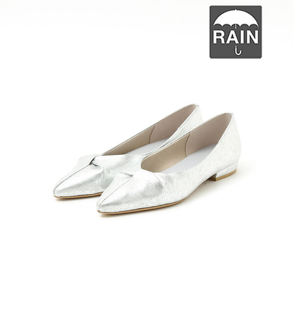 AU BANNISTER「【生活防水】ツイストフラットパンプス」|レインシューズ|シルバー