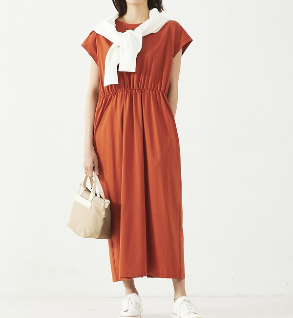 abahouse mavie「【大人のいちまんワンピ/接触冷感】シルケットドロストワンピース」|ワンピース|テラコッタ