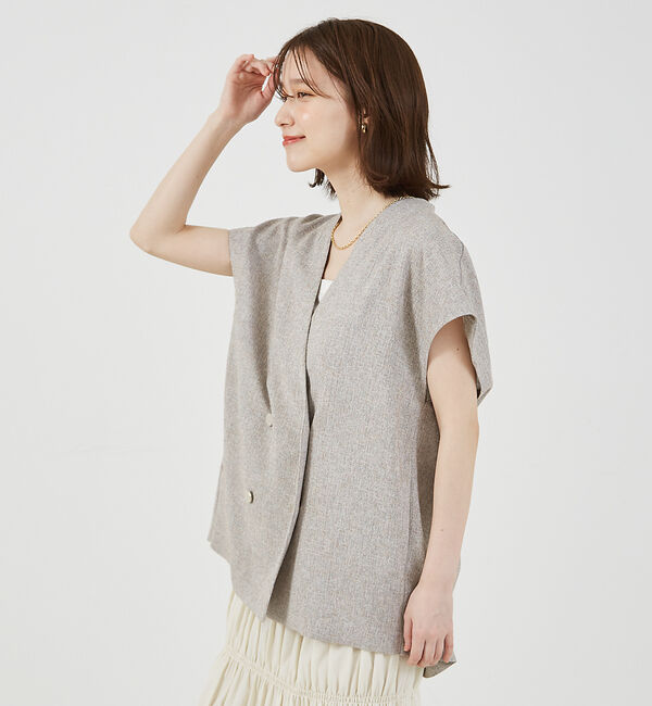 abahouse mavie「【セットアップ対応】ライトツィードフレンチジャケット」|ベスト・ジレ|