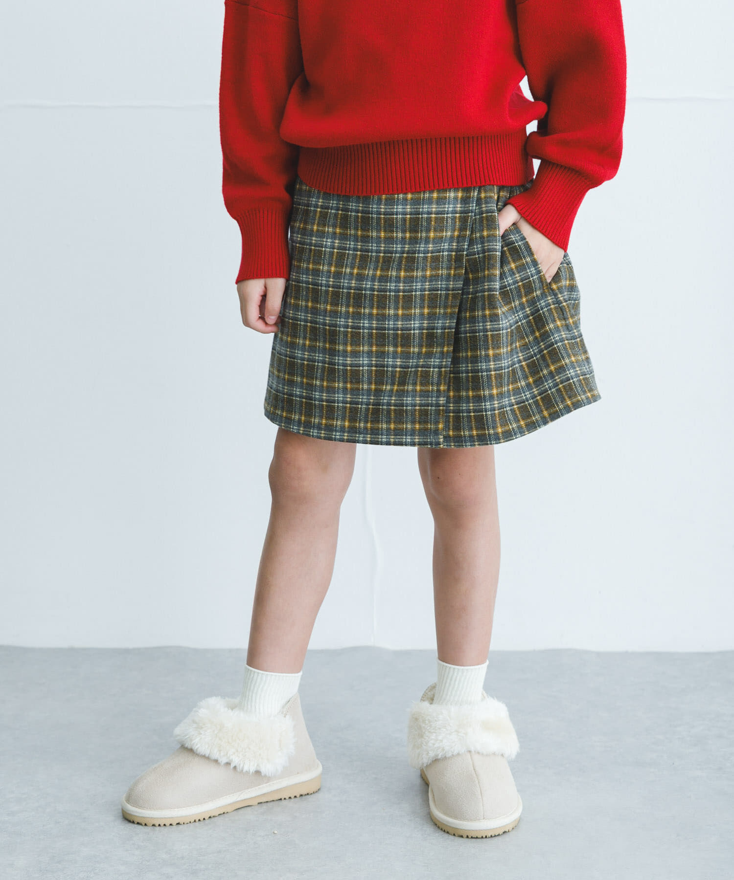 URBAN RESEARCH DOORS「『WEB/一部店舗限定サイズ』チェックラップキュロット(KIDS)」|その他|イエロー系その他