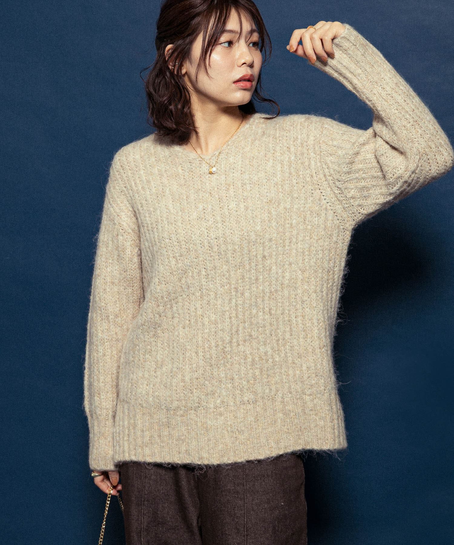 URBAN RESEARCH ROSSO「F by ROSSO　ミックス糸Vネックニット」|ニット・セーター|