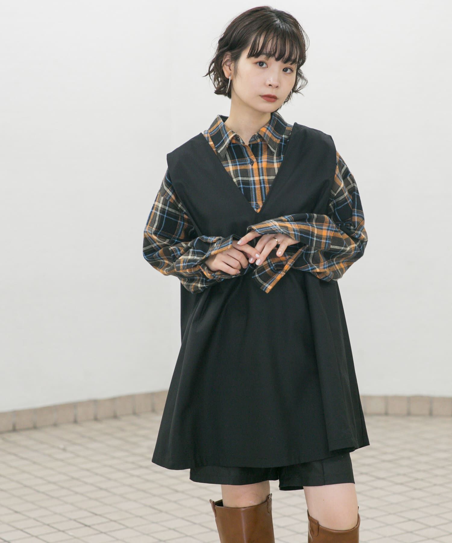  「ショルダータックミニワンピース」|ワンピース|