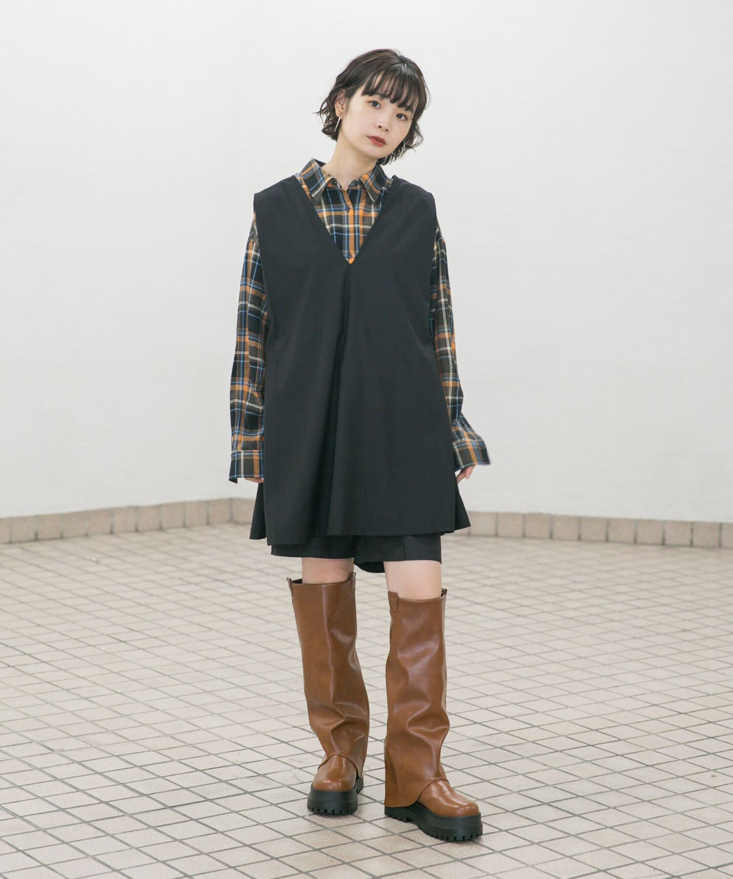  「ショルダータックミニワンピース」|ワンピース|