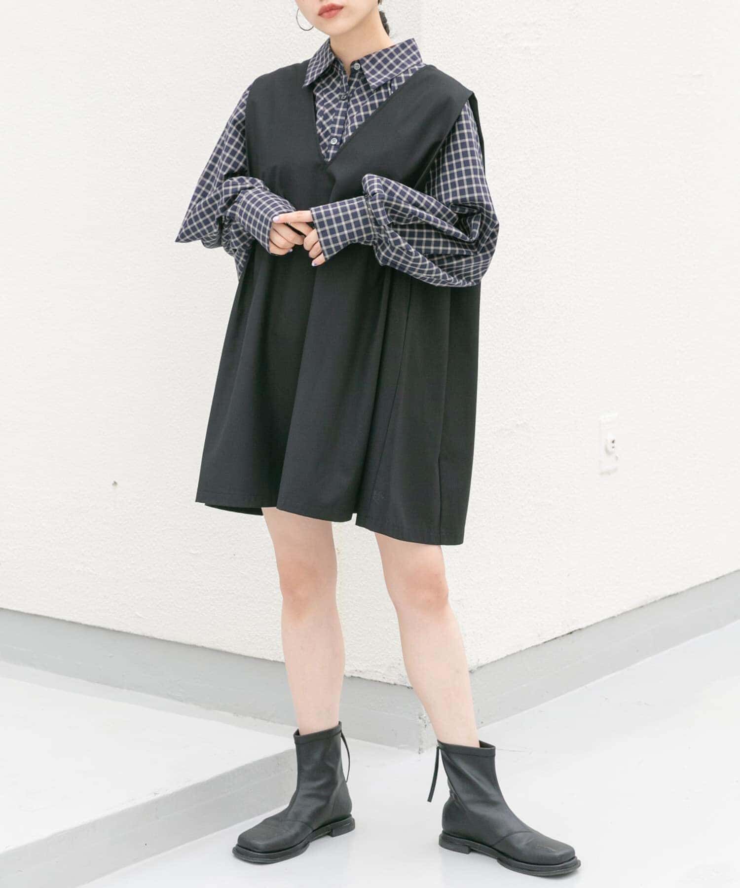  「ショルダータックミニワンピース」|ワンピース|