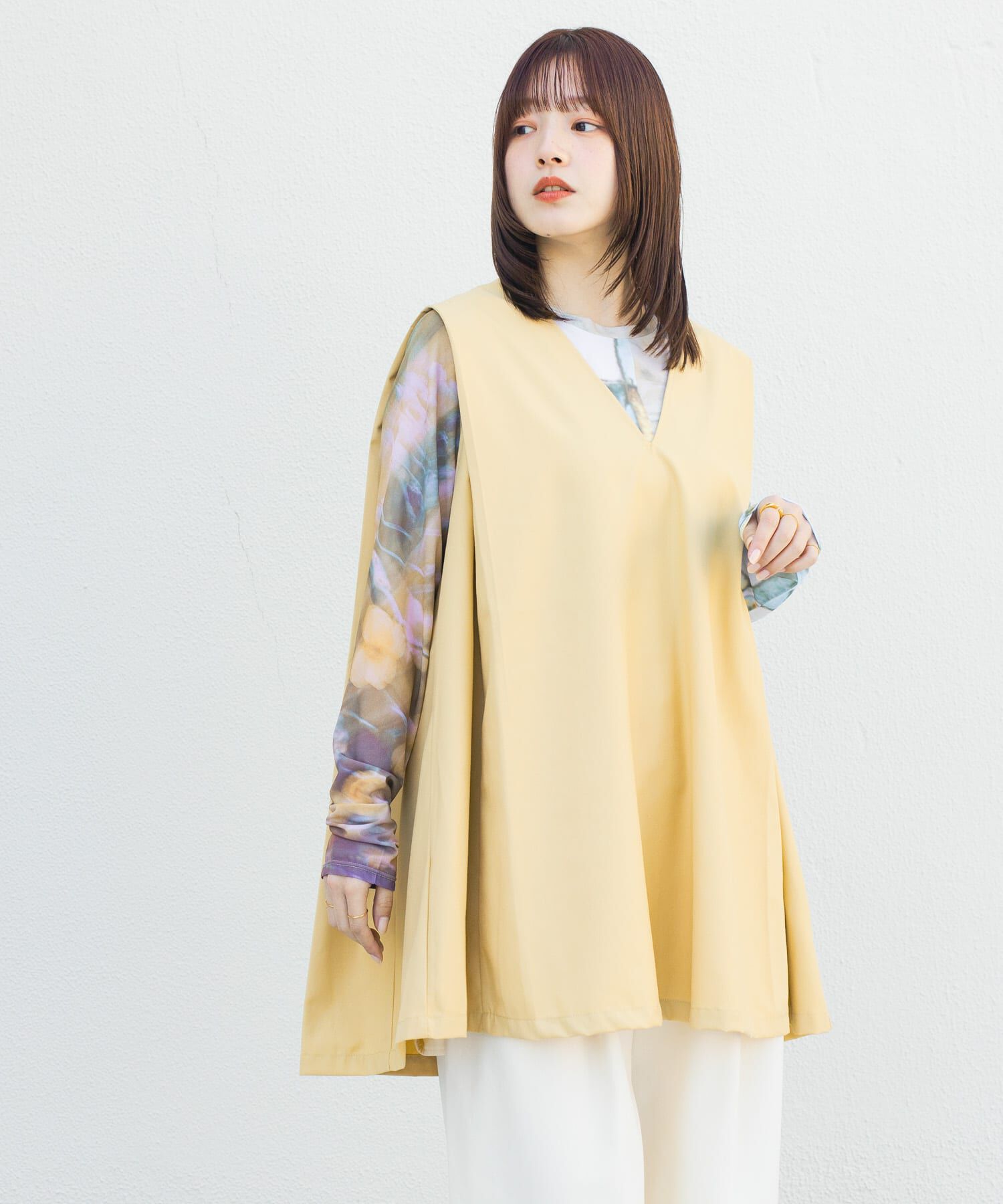  「ショルダータックミニワンピース」|ワンピース|ベージュ