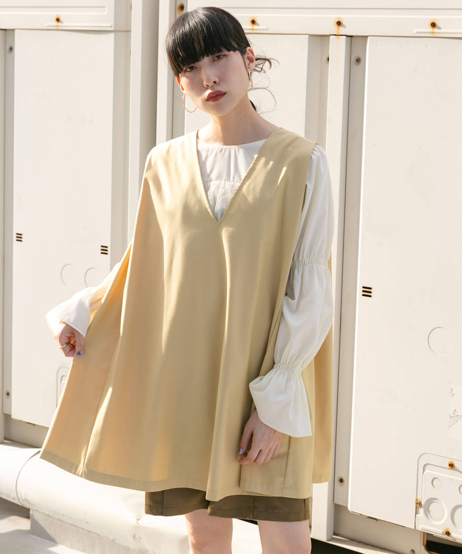  「ショルダータックミニワンピース」|ワンピース|