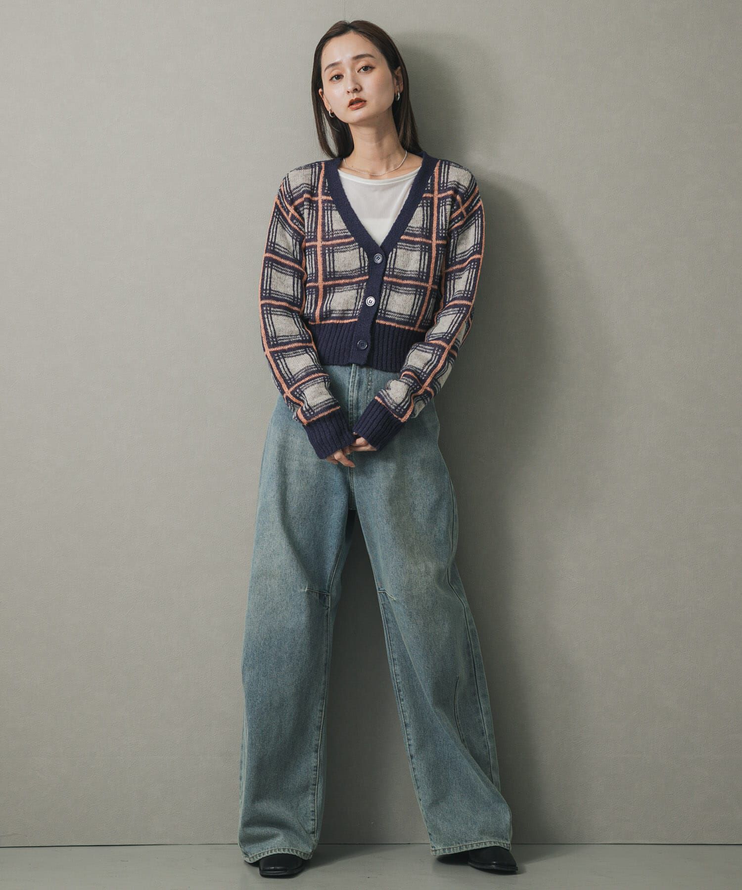 SENSE OF PLACE by URBAN RESEARCH「モヘアチェッククロップドカーディガン」|カーディガン|