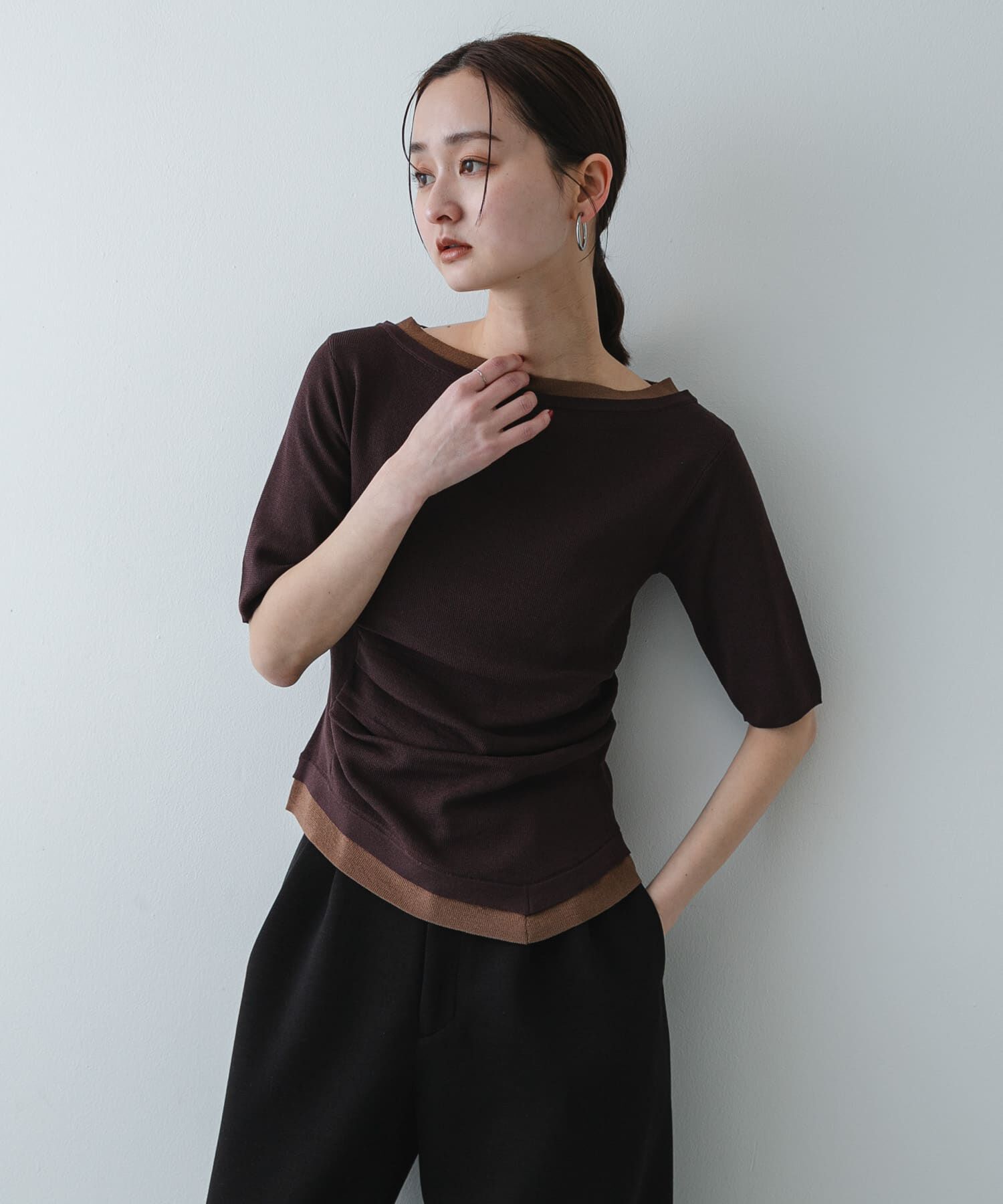 SENSE OF PLACE by URBAN RESEARCH「『洗濯可』レイヤードアシメセーター」|ニット・セーター|